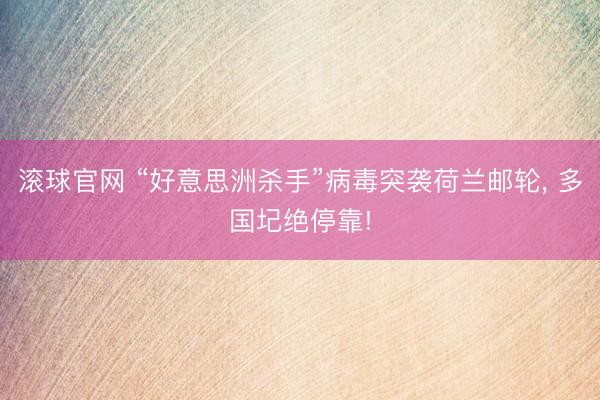 滚球官网 “好意思洲杀手”病毒突袭荷兰邮轮, 多国圮绝停靠!