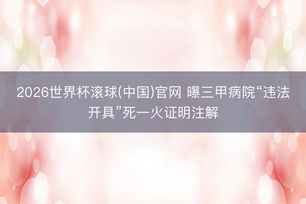 2026世界杯滚球(中国)官网 曝三甲病院“违法开具”死一火证明注解