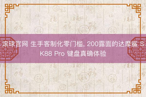 滚球官网 生手客制化零门槛， 200露面的达摩鲨 SK88 Pro 键盘真确体验