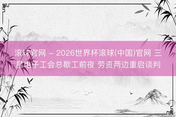 滚球官网 - 2026世界杯滚球(中国)官网 三星电子工会总歇工前夜 劳资两边重启谈判