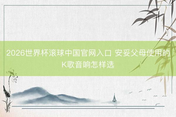 2026世界杯滚球中国官网入口 安妥父母使用的K歌音响怎样选
