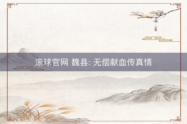 滚球官网 魏县: 无偿献血传真情