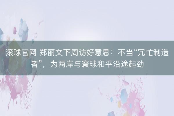 滚球官网 郑丽文下周访好意思：不当“冗忙制造者”，为两岸与寰球和平沿途起劲