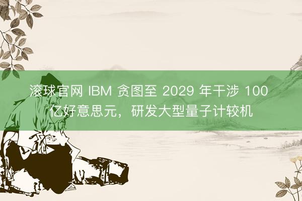 滚球官网 IBM 贪图至 2029 年干涉 100 亿好意思元，研发大型量子计较机