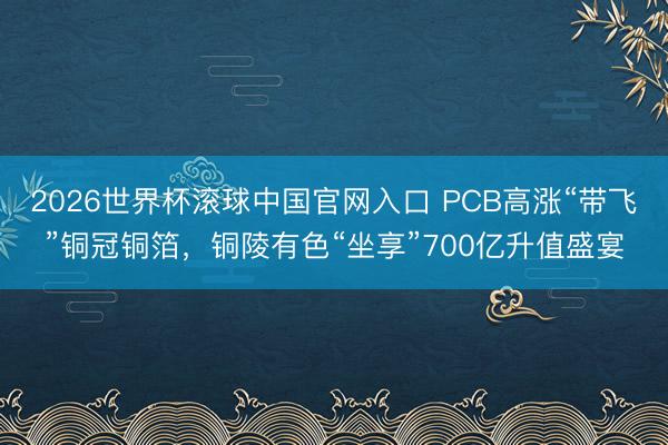 2026世界杯滚球中国官网入口 PCB高涨“带飞”铜冠铜箔，铜陵有色“坐享”700亿升值盛宴