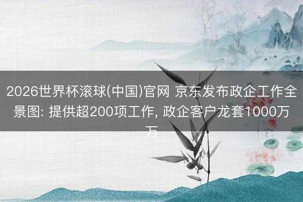 2026世界杯滚球(中国)官网 京东发布政企工作全景图: 提供超200项工作， 政企客户龙套1000万
