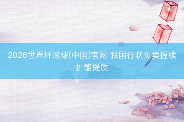 2026世界杯滚球(中国)官网 我国行状买卖握续扩能提质