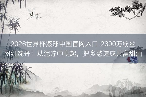 2026世界杯滚球中国官网入口 2300万粉丝网红沈丹：从泥泞中爬起，把乡愁造成共富甜酒