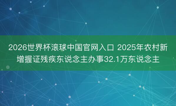 2026世界杯滚球中国官网入口 2025年农村新增握证残疾东说念主办事32.1万东说念主